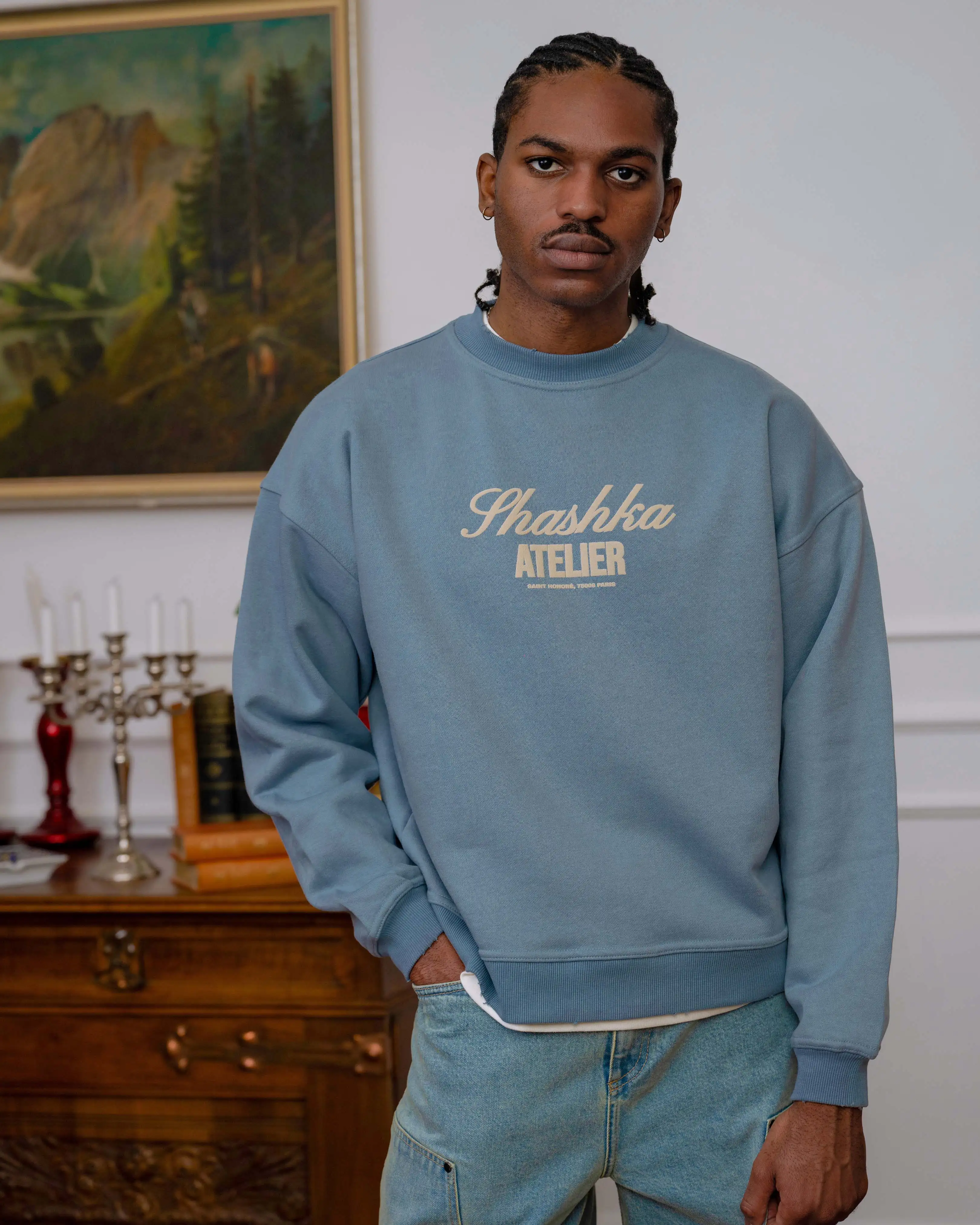 Atelier Cropped Distressed Sweatshirt - Image 3