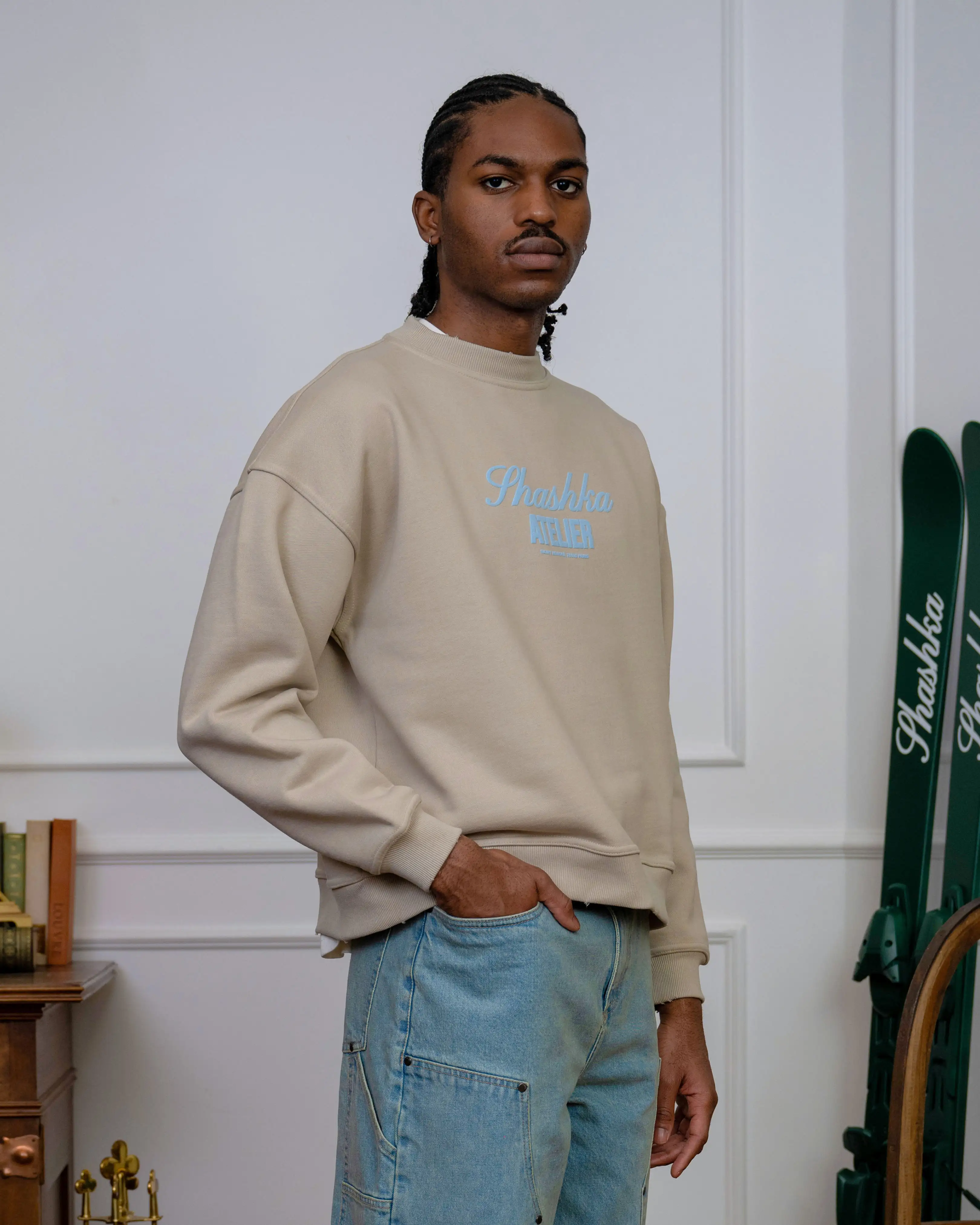 Atelier Cropped Distressed Sweatshirt - Image 3